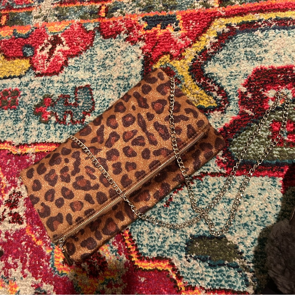 Leopard Faux Fur Crossbody Purse